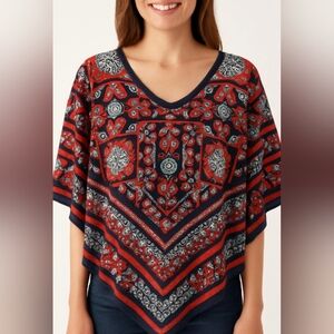 Ruby Rd Red and Black Bell Sleeve Tunic